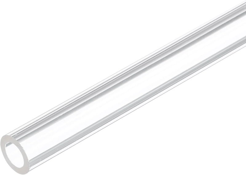 Rebower 12" Clear Plastic Rigid Pipe 9mm ID x 15mm OD (3/8" ID x 0.6" OD) Acrylic Round Polycarbonate Tubing, [for Plumbing, Hydraulics, Pneumatics, Aquarium] - Image 1